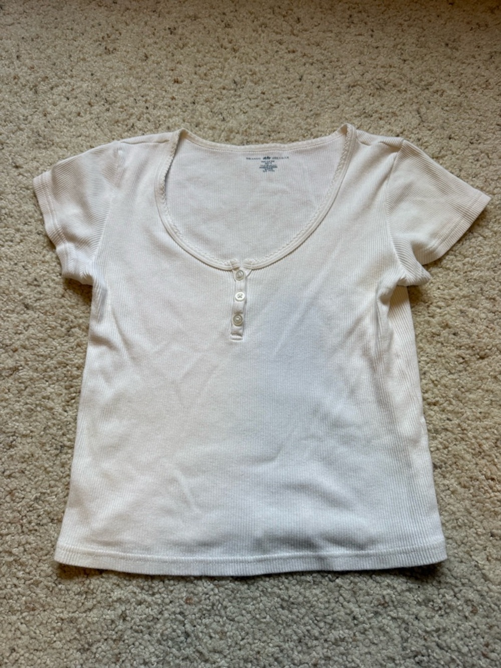Brandy Melville Cream Ribbed Scoop Henley Tank